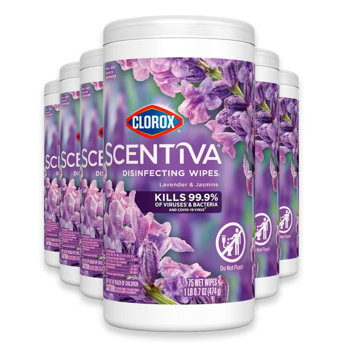 Clorox Scentiva Lavender & Jasmine Disinfecting Wipes - 75 Ct - 6 Pack