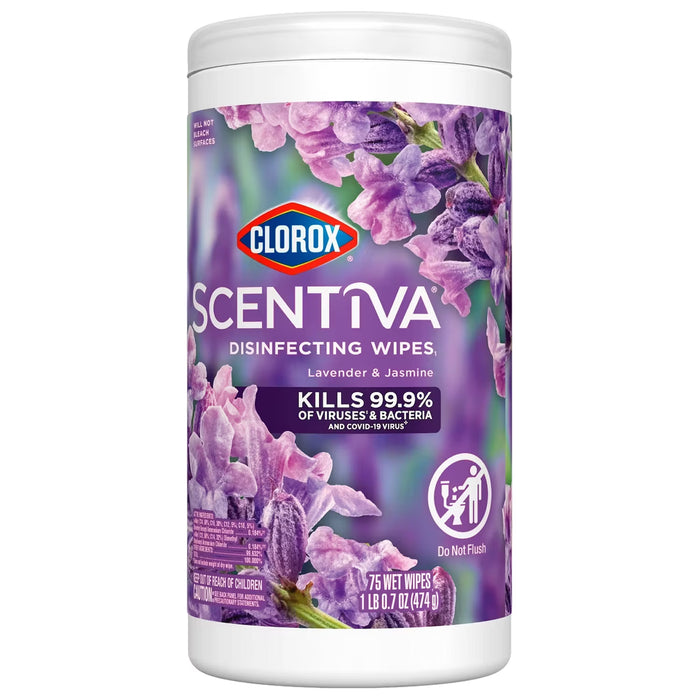 Clorox Scentiva Lavender & Jasmine Disinfecting Wipes - 75 Ct - 6 Pack