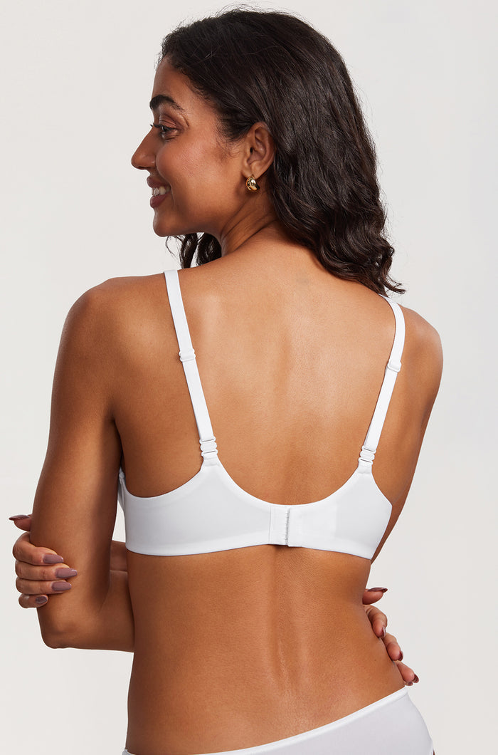 DOBREVA Women's Lightly Padded Balconette Bra Tshirt Underwire Demi White