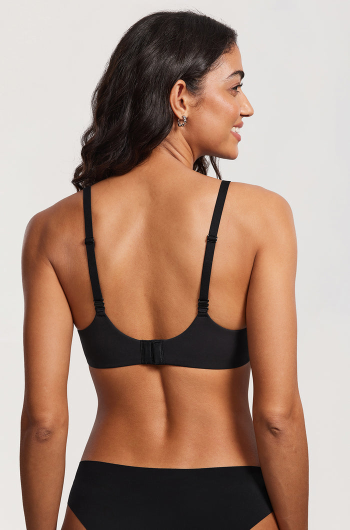 DOBREVA Women's Lightly Padded Balconette Bra Tshirt Underwire Demi Black