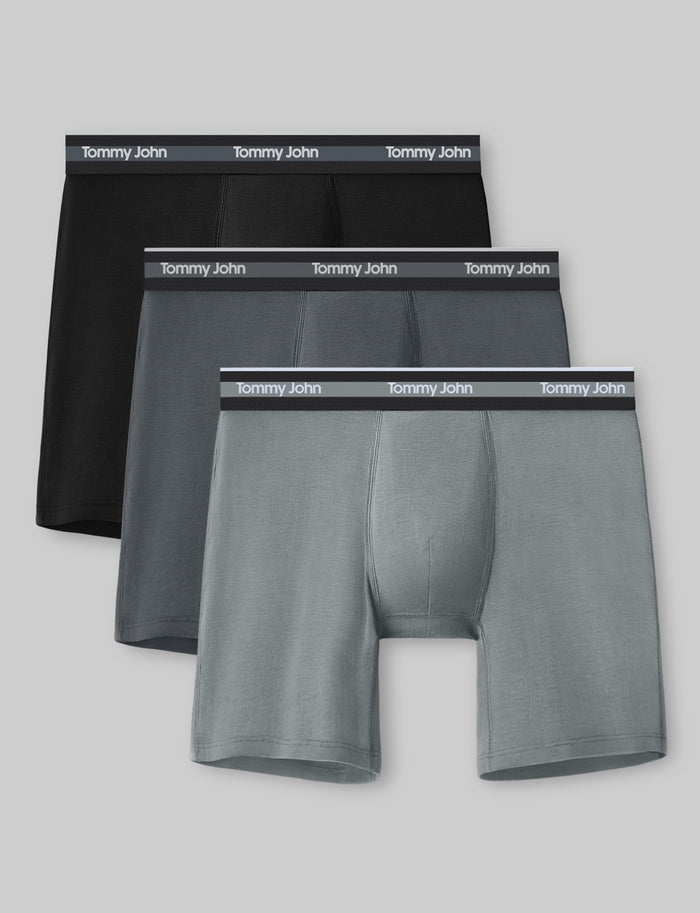 Comfort Micro Mid-Length Boxer Brief 6" (3-Pack)::Black/Turbulence/Monument