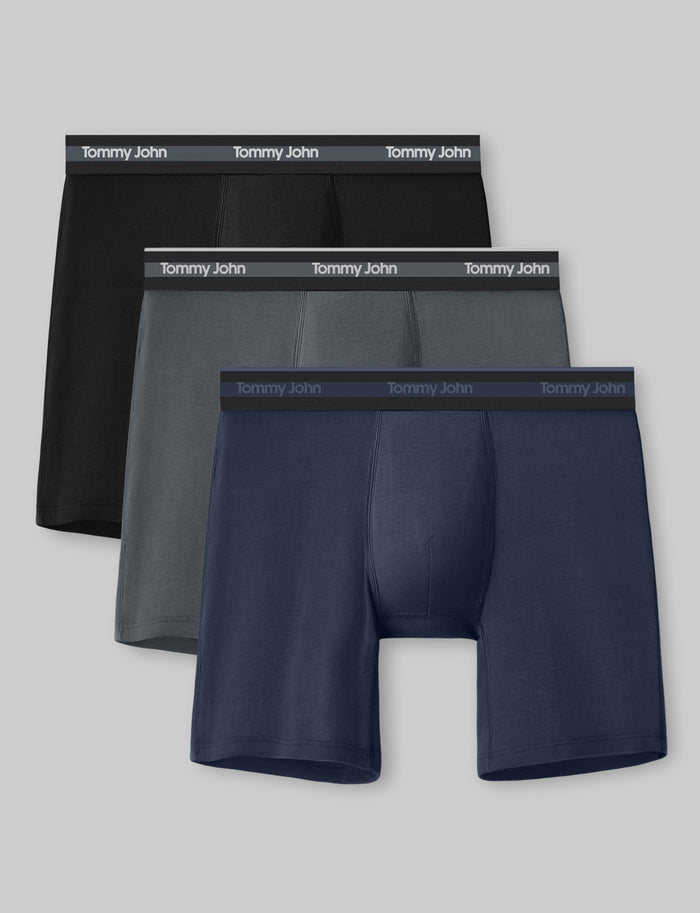 Comfort Micro Mid-Length Boxer Brief 6" (3-Pack)::Black/Turbulence/Dress Blues
