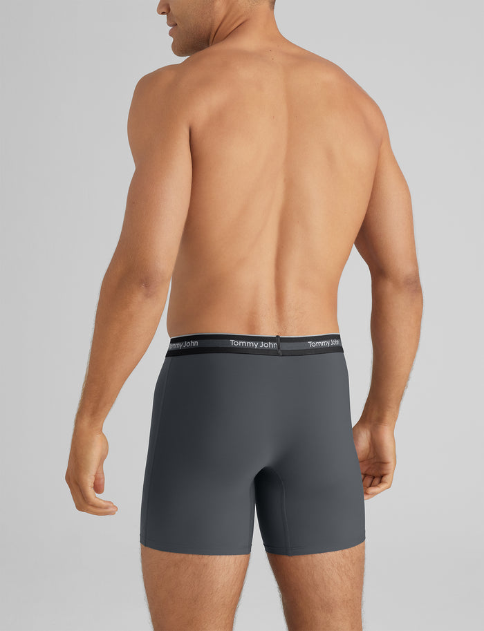 Comfort Micro Mid-Length Boxer Brief 6" (3-Pack)::Black/Turbulence/Monument