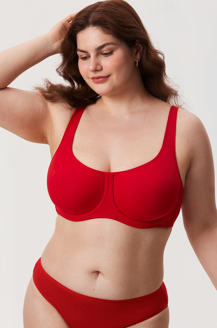 Women's Supportive Full Coverage Bra Lipstick Red
