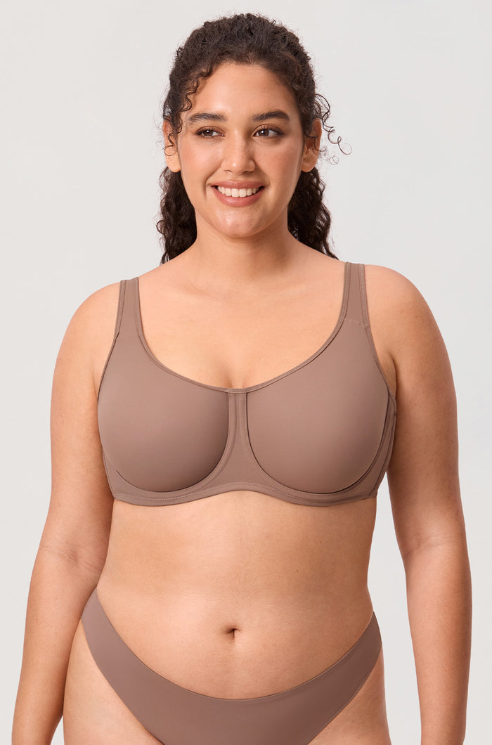 Women's Supportive Full Coverage Bra Brown Purple