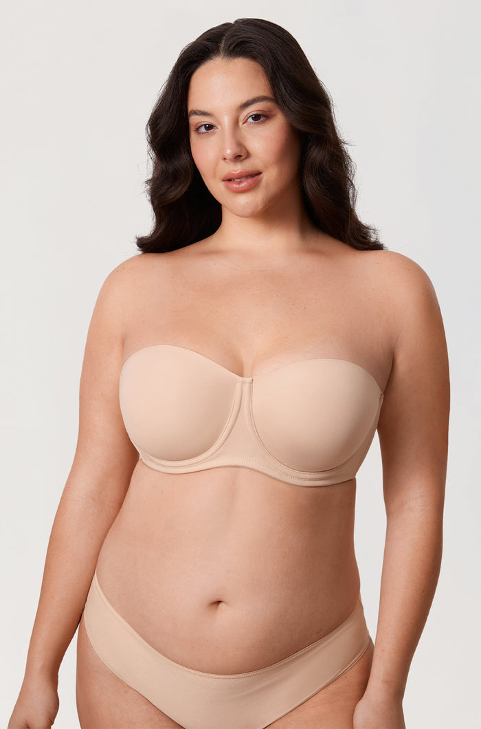 Women's Supportive Unlined Strapless Bra Beige