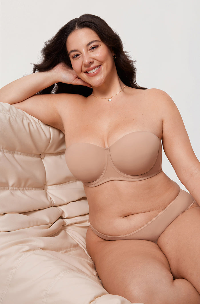 Women's Supportive Unlined Strapless Bra Wheat Beige