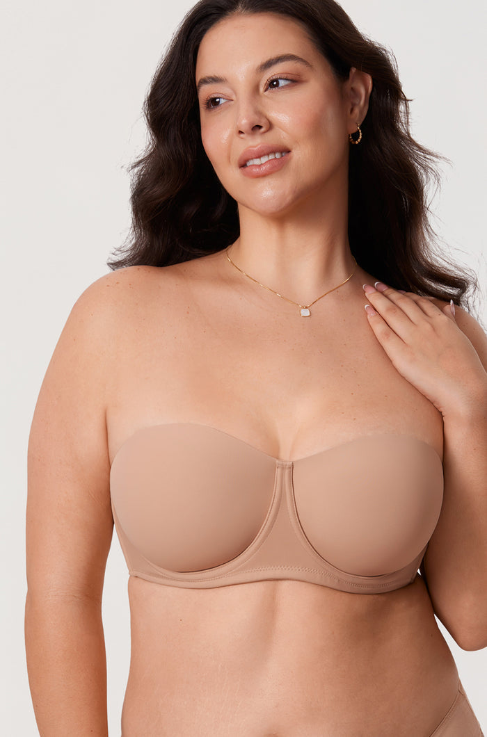 Women's Supportive Unlined Strapless Bra Wheat Beige
