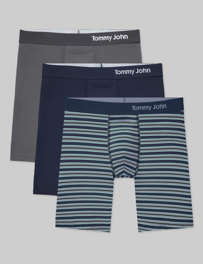 Cool Cotton Boxer Brief 8" (3-Pack)::Iron Grey/Navy/Voyager Stripe