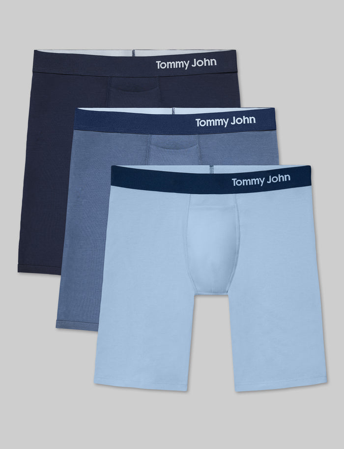 Cool Cotton Boxer Brief 8" (3-Pack)::Navy/Vintage Indigo/Cerulean