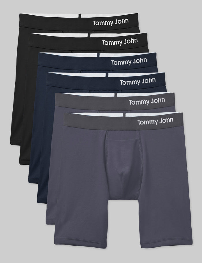 Cool Cotton Boxer Brief 8" (6-Pack)::Black/Navy/Iron Grey