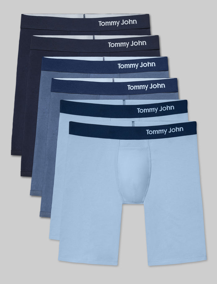Cool Cotton Boxer Brief 8" (6-Pack)::Navy/Vintage Indigo/Cerulean