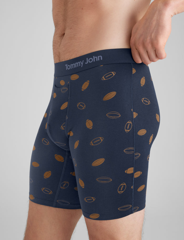 Cool Cotton Boxer Brief 8"::Dress Blues Kickoff
