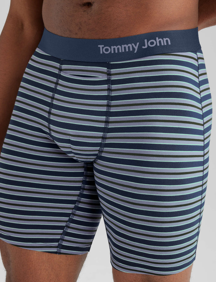 Cool Cotton Boxer Brief 8"::Silver Bullet Voyager Stripe