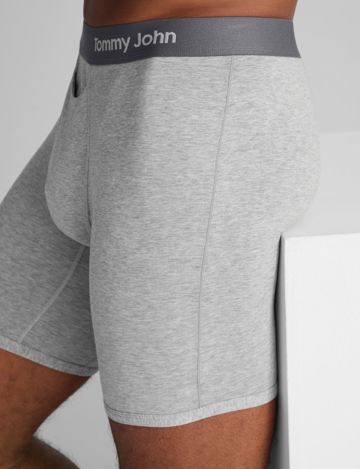 Cool Cotton Boxer Brief 8"::Heather Grey