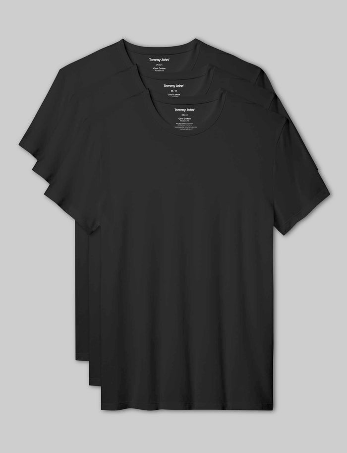 Cool Cotton Crew Neck Modern Fit Undershirt (3-Pack)::Black::Swatch