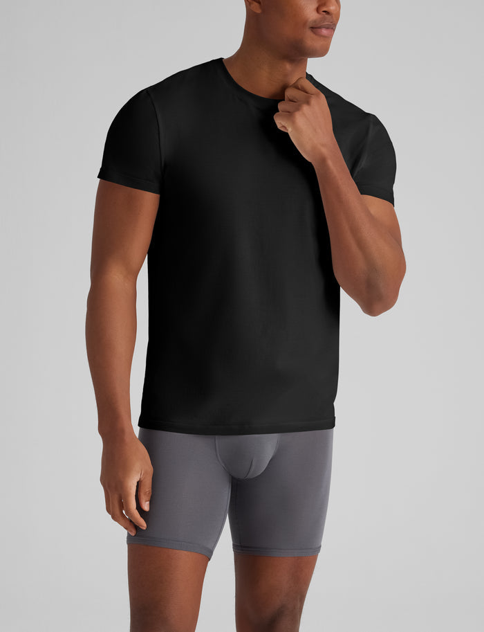 Cool Cotton Crew Neck Modern Fit Undershirt (3-Pack)::Black