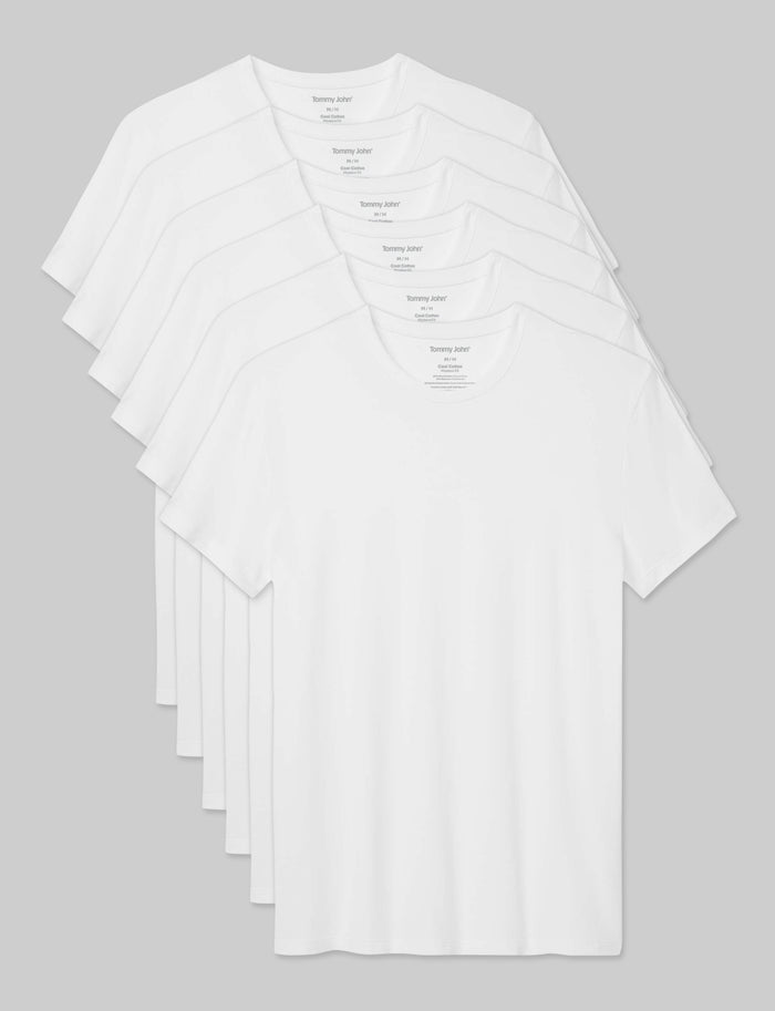 Cool Cotton Crew Neck Modern Fit Undershirt (6-Pack)::White::Swatch