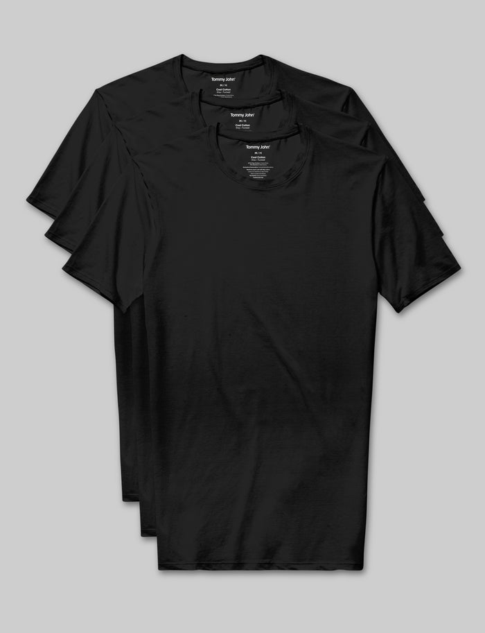 Cool Cotton Crew Neck Stay-Tucked Undershirt (3-Pack)::Black