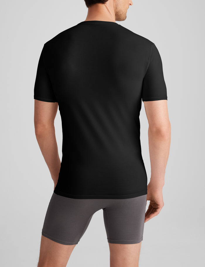 Cool Cotton Crew Neck Stay-Tucked Undershirt (3-Pack)::Black