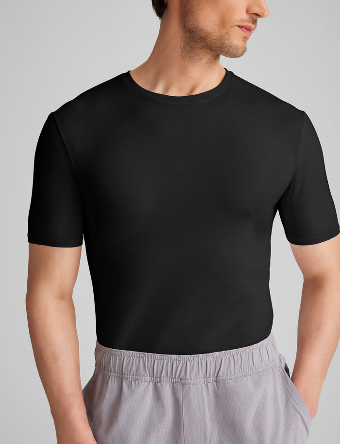 Cool Cotton Crew Neck Stay-Tucked Undershirt (3-Pack)::Black