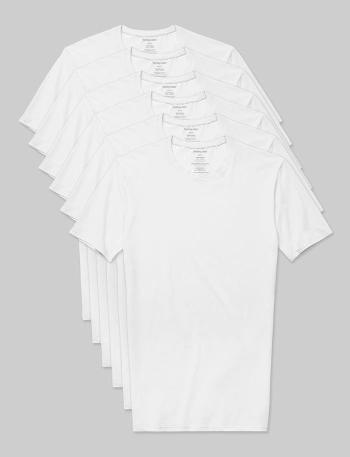 Cool Cotton Crew Neck Stay-Tucked Undershirt (6-Pack)::White
