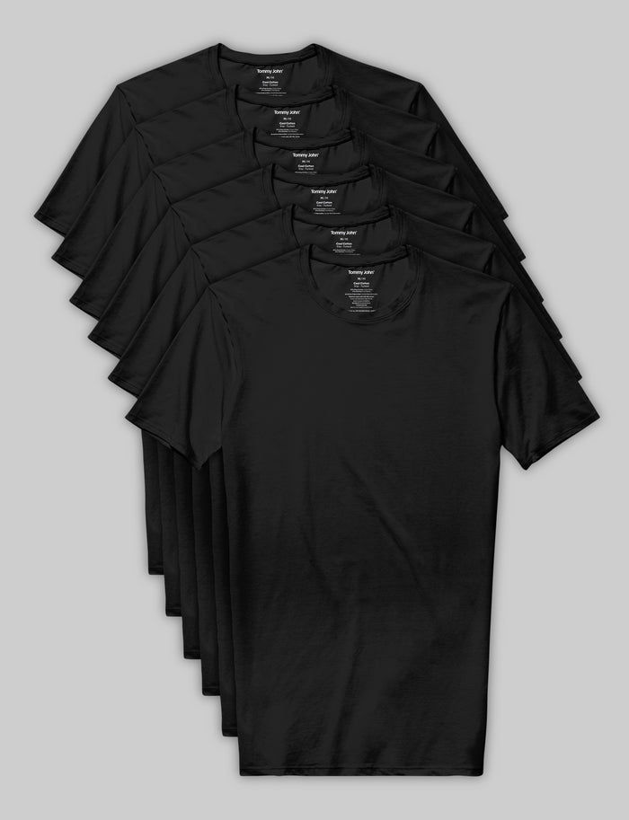 Cool Cotton Crew Neck Stay-Tucked Undershirt (6-Pack)::Black
