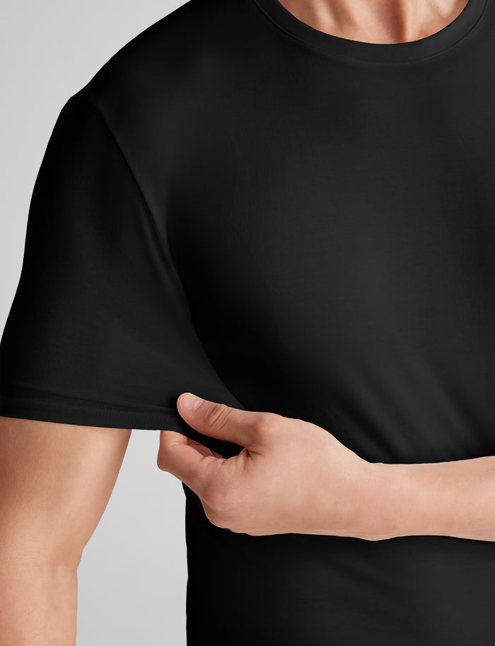 Cool Cotton Crew Neck Stay-Tucked Undershirt (6-Pack)::Black