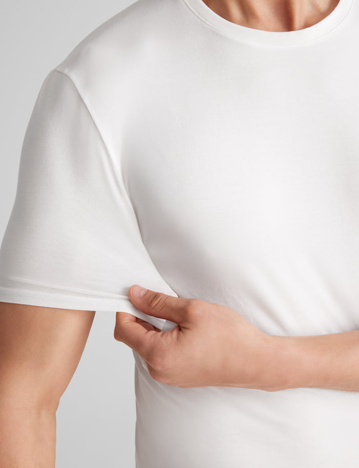 Cool Cotton Crew Neck Stay-Tucked Undershirt::White