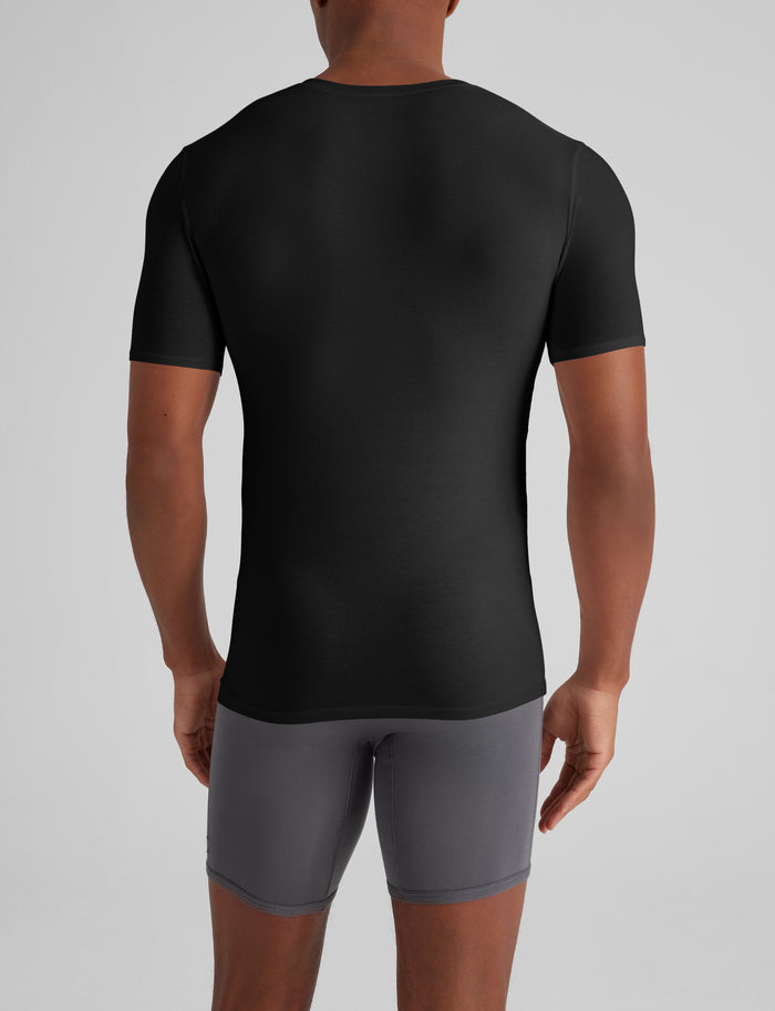 Cool Cotton Deep V-Neck Stay-Tucked Undershirt (3-Pack)::Black