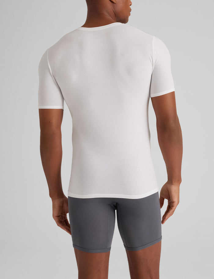 Cool Cotton Deep V-Neck Stay-Tucked Undershirt::White