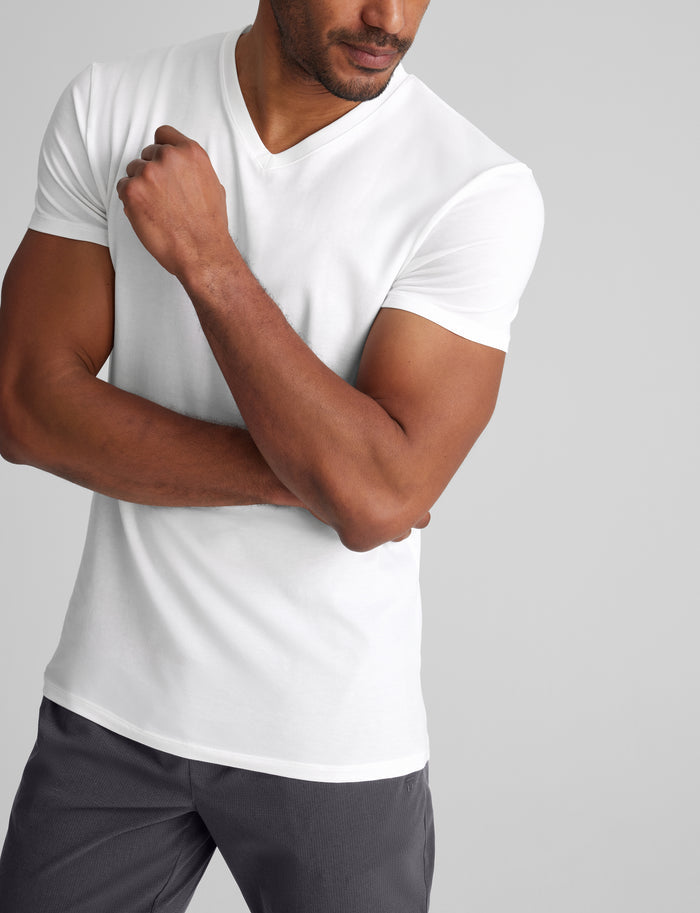 Cool Cotton High V-Neck Modern Fit Undershirt (3-Pack)::White