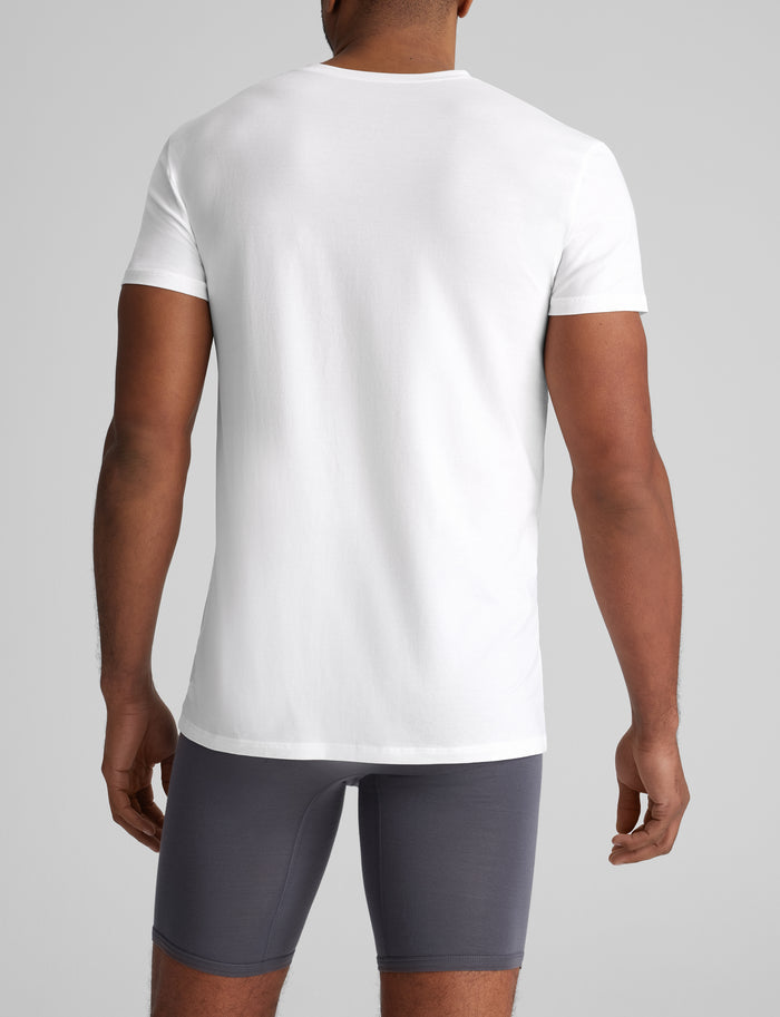 Cool Cotton High V-Neck Modern Fit Undershirt::White