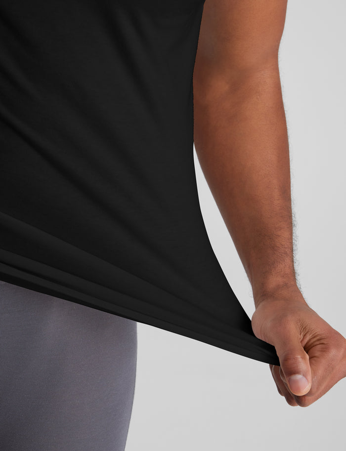 Cool Cotton High V-Neck Stay-Tucked Undershirt (3-Pack)::Black