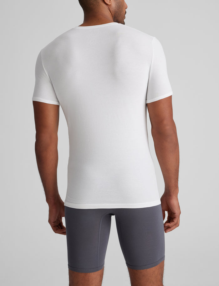 Cool Cotton High V-Neck Stay-Tucked Undershirt (3-Pack)::White