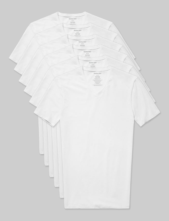 Cool Cotton High V-Neck Stay-Tucked Undershirt (6-Pack)::White
