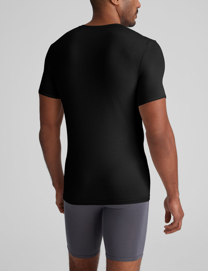 Cool Cotton High V-Neck Stay-Tucked Undershirt (6-Pack)::Black