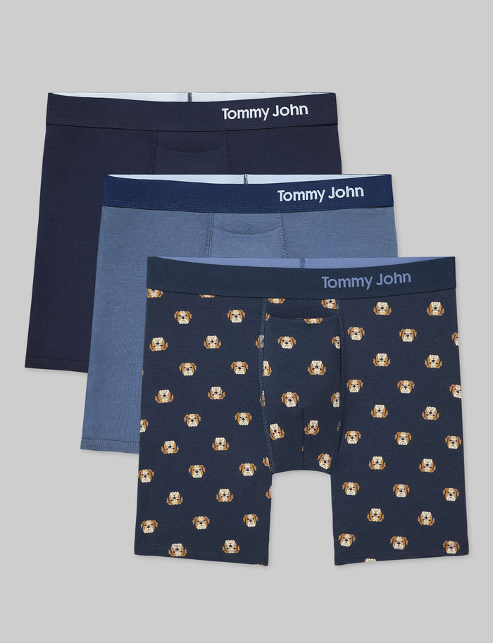Cool Cotton Mid-Length Boxer Brief 6" (3-Pack)::Navy/Vintage Indigo/Dress Blues Winston