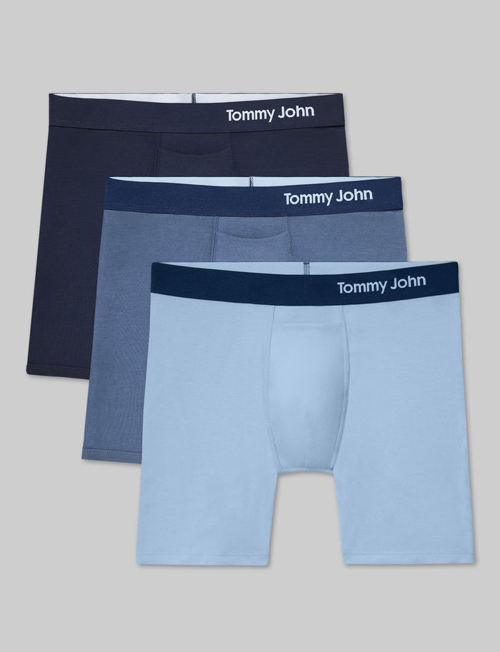 Cool Cotton Mid-Length Boxer Brief 6" (3-Pack)::Navy/Vintage Indigo/Cerulean