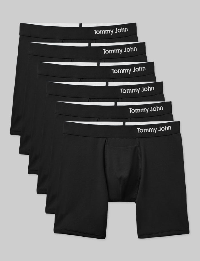 Cool Cotton Mid-Length Boxer Brief 6" (6-Pack)::Black