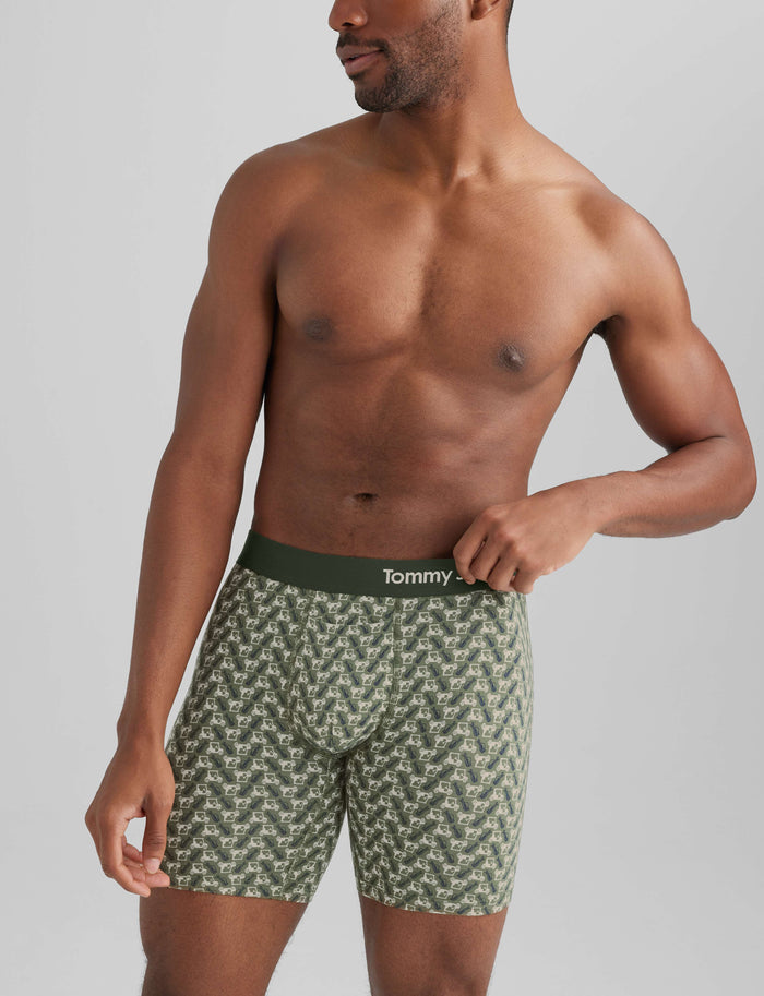 Cool Cotton Mid-Length Boxer Brief 6"::Four Leaf Clover Golf Carts