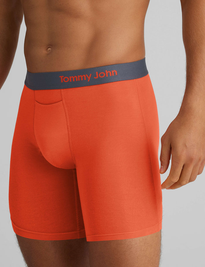 Cool Cotton Mid-Length Boxer Brief 6"::Tangerine Tango