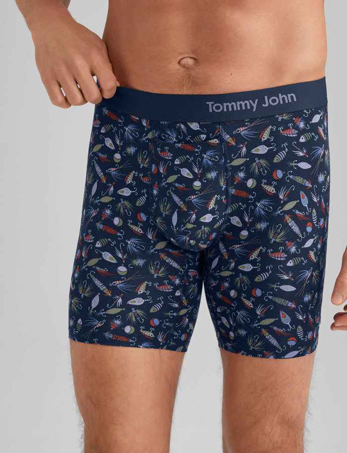 Cool Cotton Mid-Length Boxer Brief 6"::Dress Blues Fishing Lures