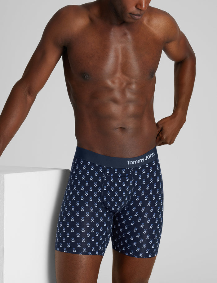 Cool Cotton Mid-Length Boxer Brief 6"::Dress Blues Dashing Chevron