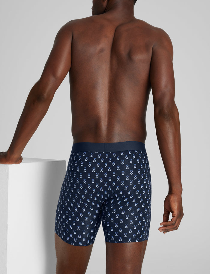 Cool Cotton Mid-Length Boxer Brief 6"::Dress Blues Dashing Chevron