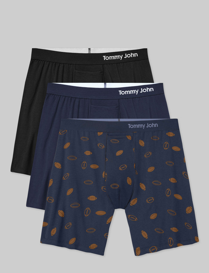 Cool Cotton Relaxed Fit Boxer 6" (3-Pack)::Black/Navy/Dress Blues Kickoff