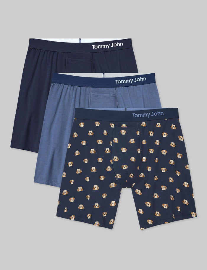 Cool Cotton Relaxed Fit Boxer 6" (3-Pack)::Navy/Vintage Indigo/Dress Blues Winston