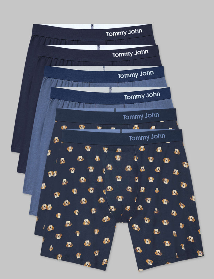 Cool Cotton Relaxed Fit Boxer 6" (6-Pack)::Navy/Vintage Indigo/Dress Blues Winston