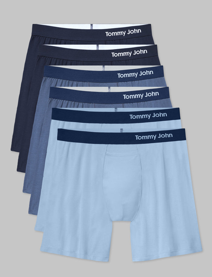 Cool Cotton Relaxed Fit Boxer 6" (6-Pack)::Navy/Vintage Indigo/Cerulean