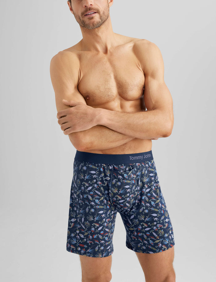 Cool Cotton Relaxed Fit Boxer 6"::Dress Blues Fishing Lures